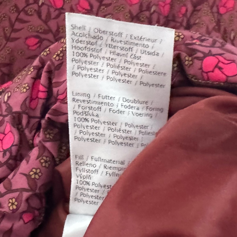 Anthropologie Numph Lillie Puffer Jacket XL Pink Floral Quilted - Picture 14 of 15